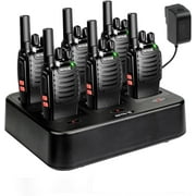 Case of 6,H-777 Walkie Talkies for Adults Long Range, Rechargeable Two-Way Radios,with 6-Way Multi Unit Charger,Flashlight Handheld Business 2 Way Radios
